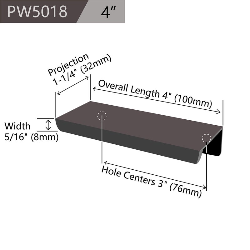 Jetland Cabinets Drawers Edge Pulls - 10-Pack, 4" Overall Length, Black, Concealed Tab Pulls for Kitchen Garage Cabinet Drawers, PW5018B76 - Image 2